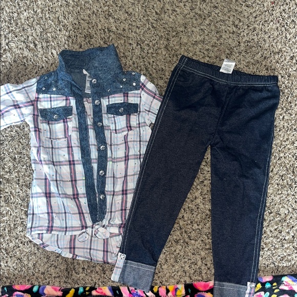 2 piece denim and plaid outfit 3T - Picture 1 of 3